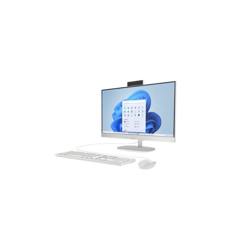 HP All in one computer - Core Ultra 5, Windows 11, 24-inch screen with Keyboard and Mouse, Color White - Renewed