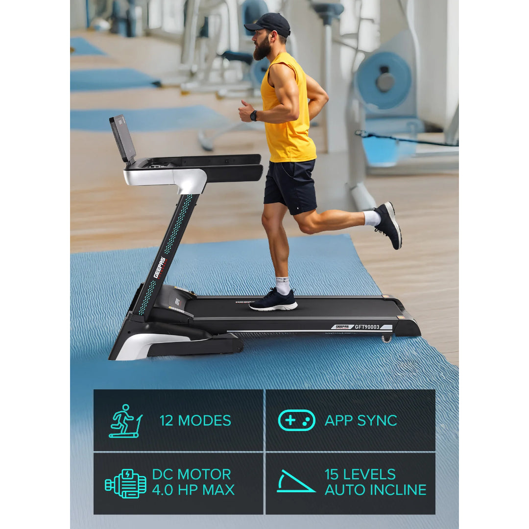 Geepas Foldable Hydraulic Treadmill - GFT90003 with 12 modes, DC Motor 4.0 HP Max