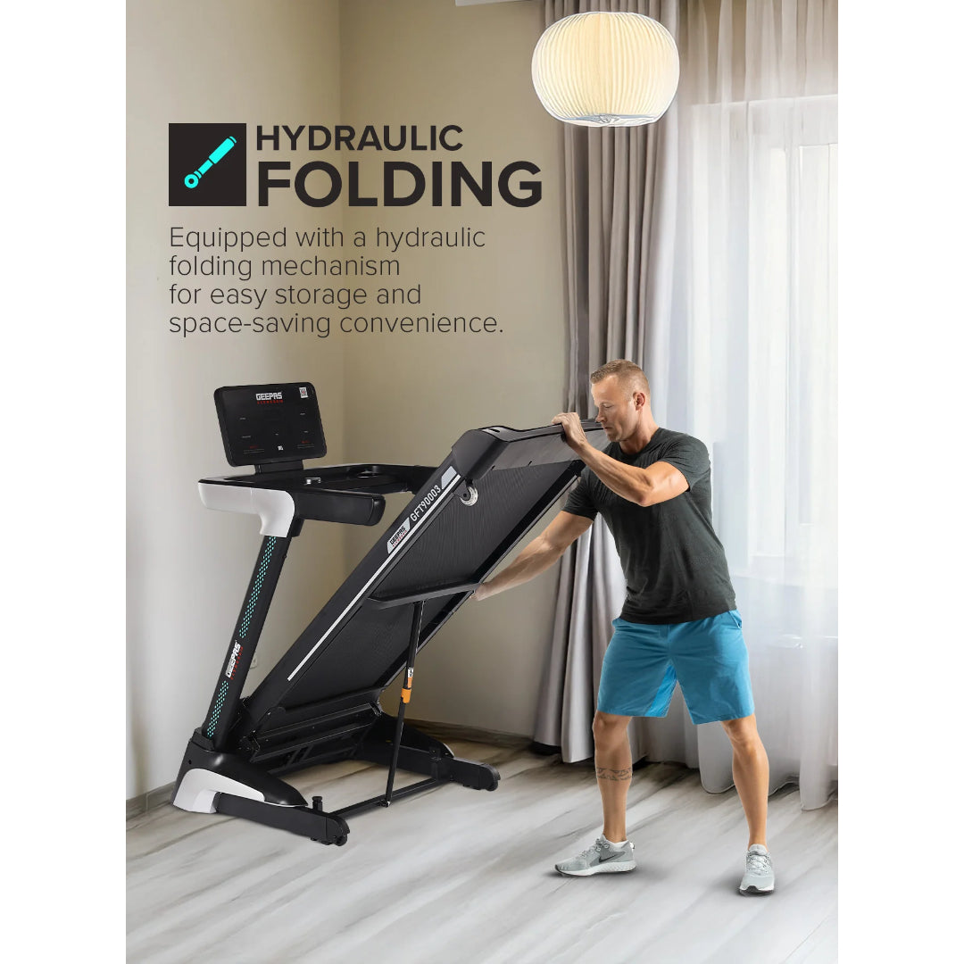 Geepas Foldable Hydraulic Treadmill - GFT90003 with 12 modes, DC Motor 4.0 HP Max