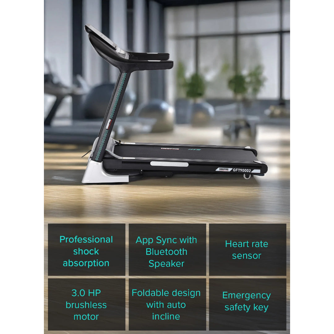 Geepas Foldable Hydraulic Treadmill - GFT90003 with 12 modes, DC Motor 4.0 HP Max