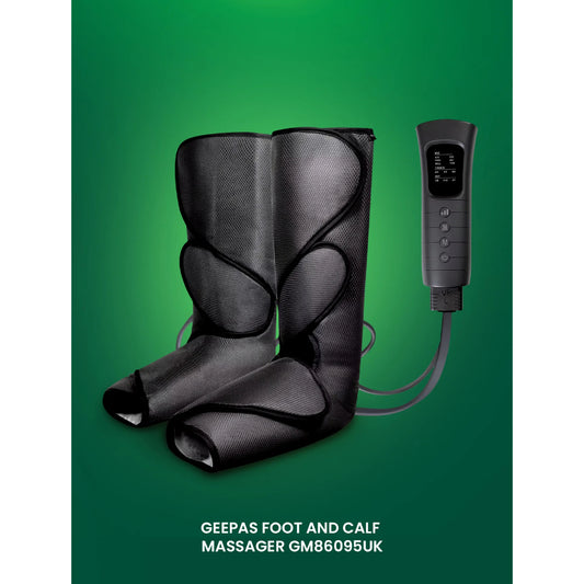 Geepas Foot and Calf Massager- GM86095UK with 6 Modes, Heating & Vibration, Airbags, 3 strength levels, Color - Black