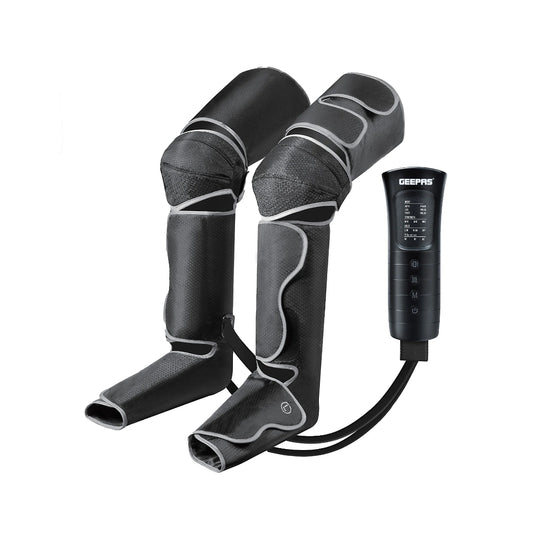 Geepas 3-in-1 Foot, Calf and Thigh Massager- GM86096UK / 6 Modes, 20 Minute timer, 2X2 Airbags, 3 Vibration levels, Color - Black