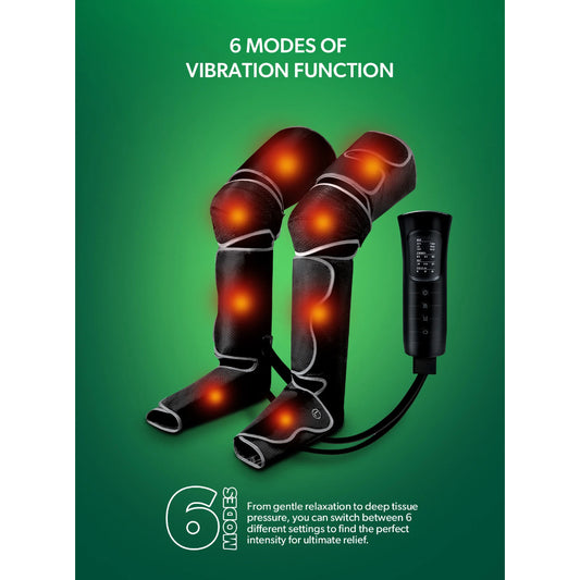 Geepas 3-in-1 Foot, Calf and Thigh Massager- GM86096UK / 6 Modes, 20 Minute timer, 2X2 Airbags, 3 Vibration levels, Color - Black