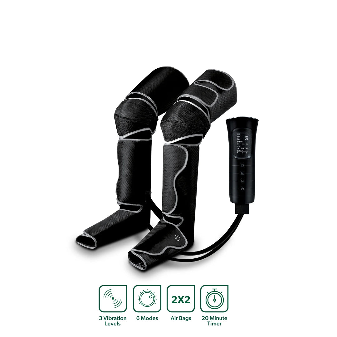 Geepas 3-in-1 Foot, Calf and Thigh Massager- GM86096UK / 6 Modes, 20 Minute timer, 2X2 Airbags, 3 Vibration levels, Color - Black