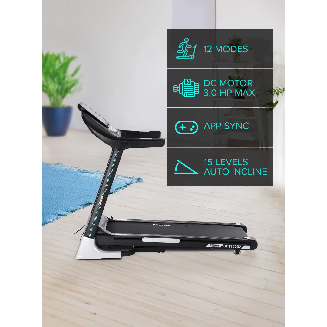 Geepas 10.1 Inch Touch Screen Foldable Hydraulic Treadmill - GFT90002 with DC Motor 3.0 HP Max.