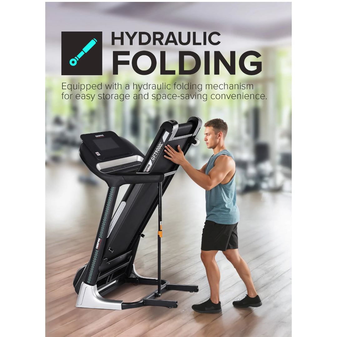 Geepas 10.1 Inch Touch Screen Foldable Hydraulic Treadmill - GFT90002 with DC Motor 3.0 HP Max.