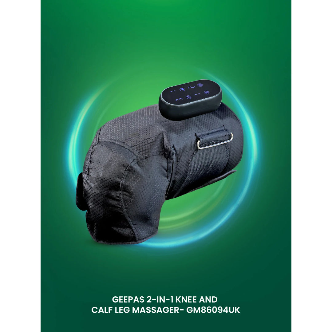 Geepas 2-in-1 Knee and Calf Leg Massager- GM86094UK with 4 Modes of Vibration function, LCD Touch Panel, 15 Minute timer
