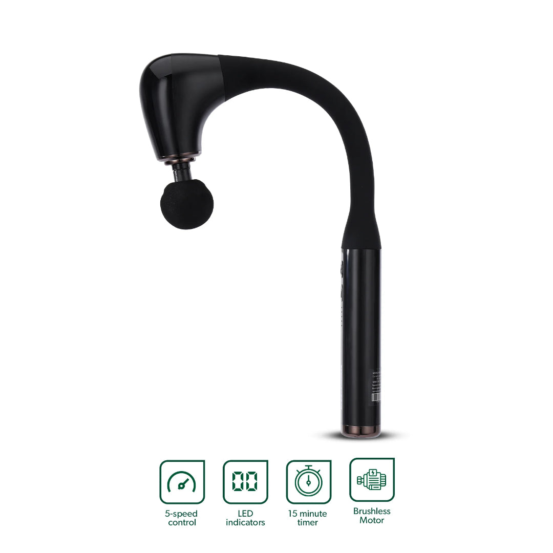Geepas Curved Long Handle Massage Gun- GM86093UK with 5 Speed function, Color - Black