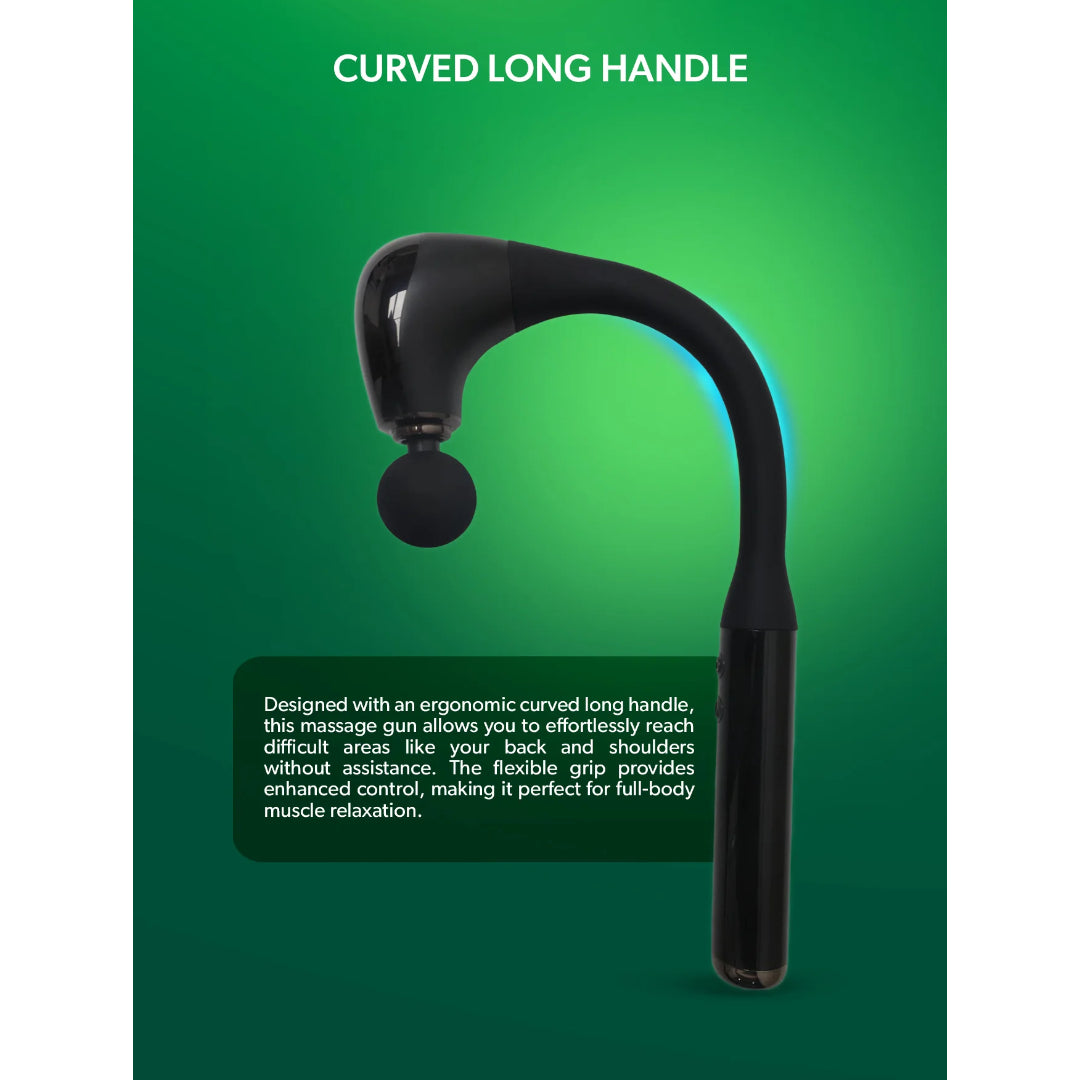 Geepas Curved Long Handle Massage Gun- GM86093UK with 5 Speed function, Color - Black