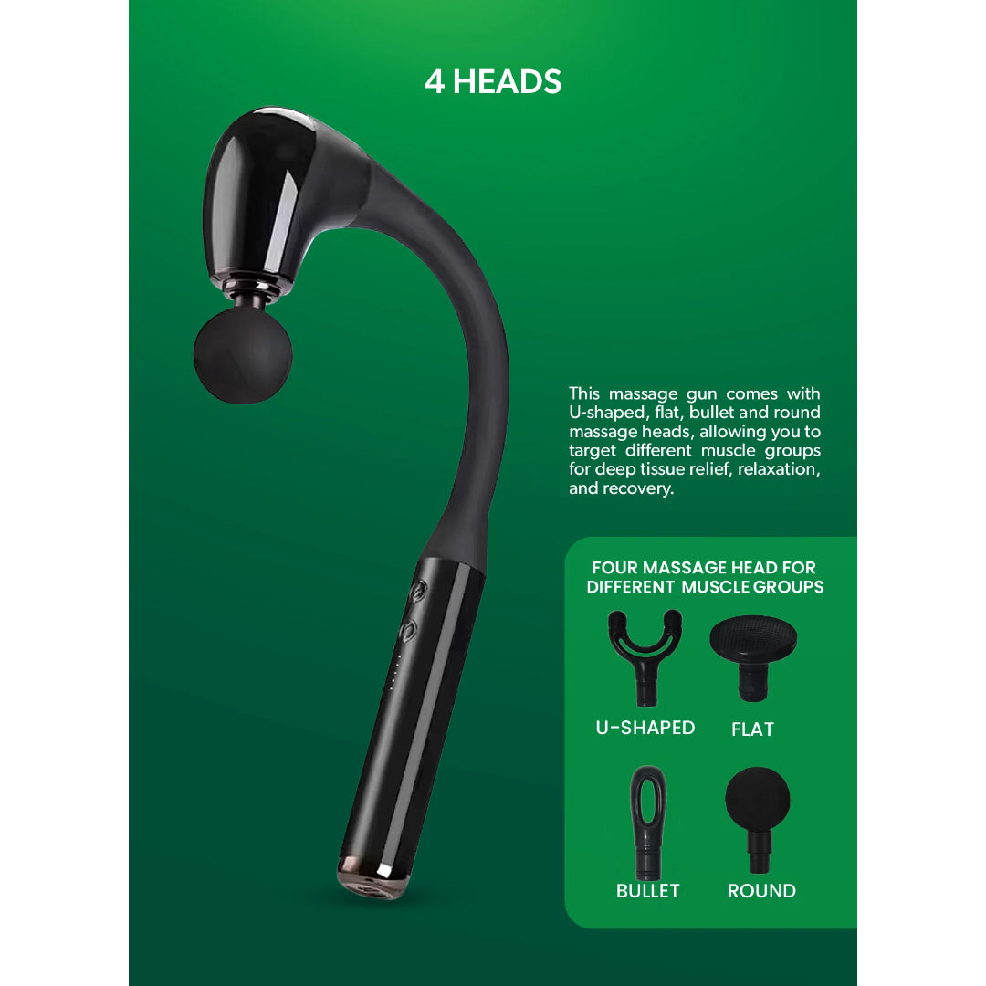 Geepas Curved Long Handle Massage Gun- GM86093UK with 5 Speed function, Color - Black