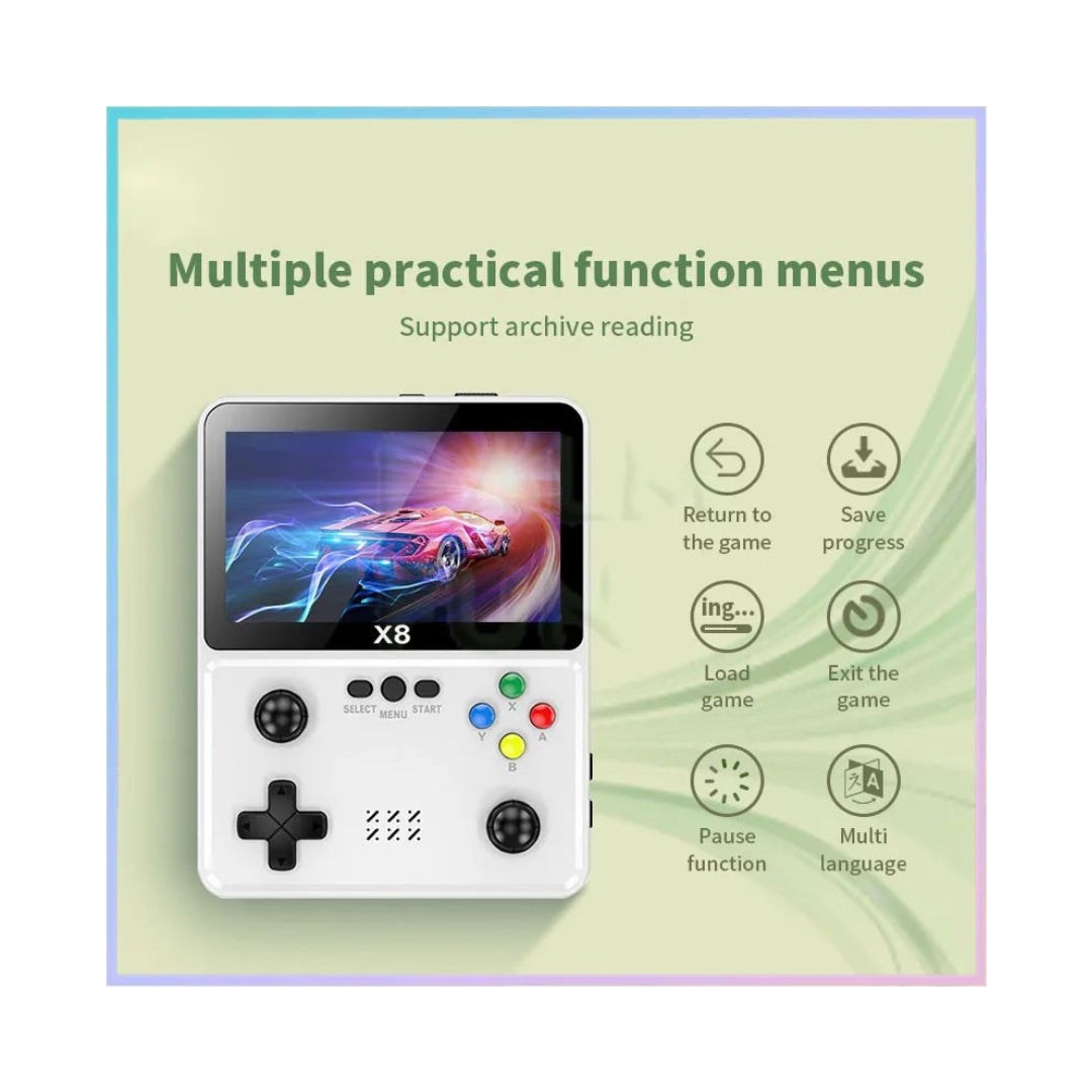 X8 Game Console, 4 Inch IPS Screen Handheld Game Player Dual Joystick 10 Simulators Game, Retro Video Game Console for Kids