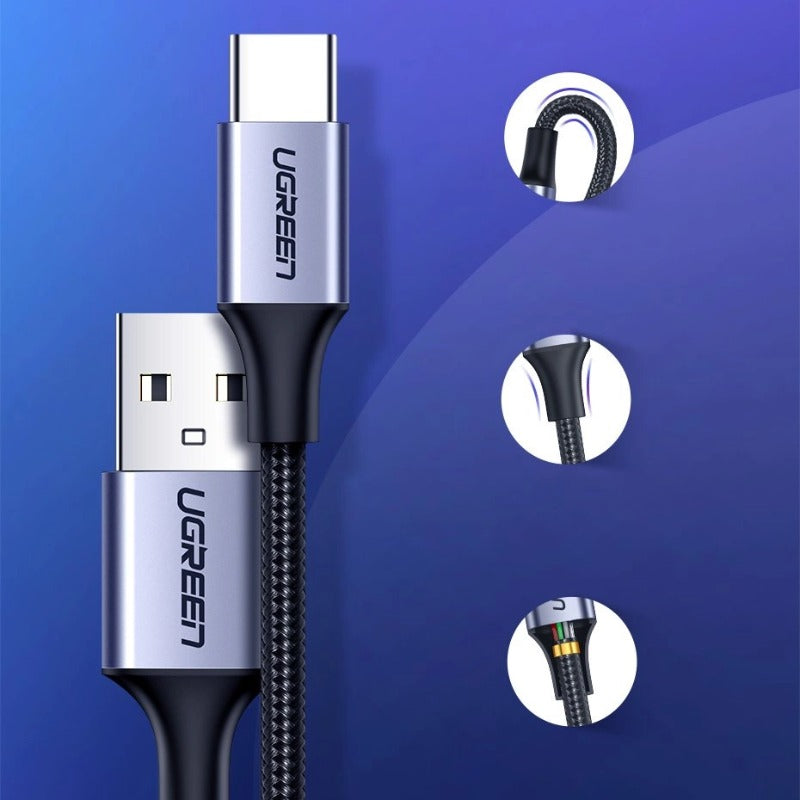 UGreen USB-A To USB-C Braided Cable 1m-Black