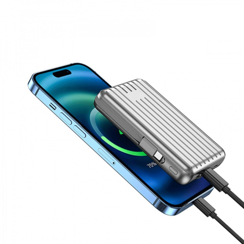 Wiwu Trunk Series Magnetic Wireless Charging 10000MAh Power Bank - Silver