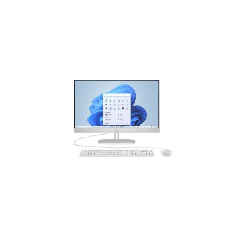 HP All in one computer - Core Ultra 5, Windows 11, 24-inch screen with Keyboard and Mouse, Color White - Renewed