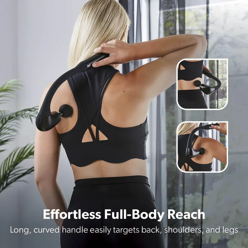Geepas Curved Long Handle Massage Gun- GM86093UK with 5 Speed function, Color - Black