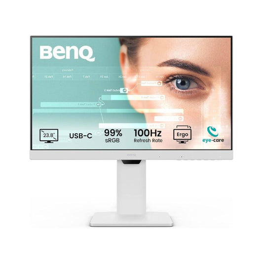 BenQ Home Office Monitor - GW2486TC, 24" IPS Display, Full HD, Type-C with PD, In Built Speaker, Tilt with height adjustment, 100 Hz Refresh Rate, White Color