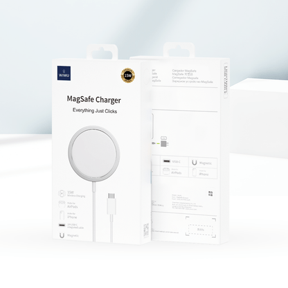 Wiwu 15W Magsafe Charger Desktop Wireless Universal Qi Magnetic Adapter - White