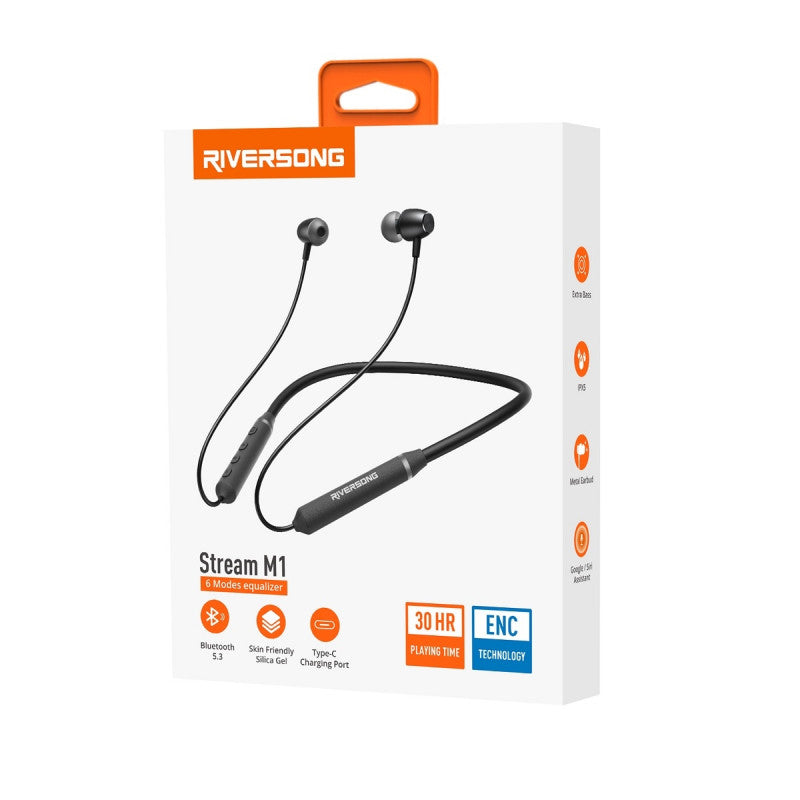 Riversong Stream M1 Rubber NeckBand - Black