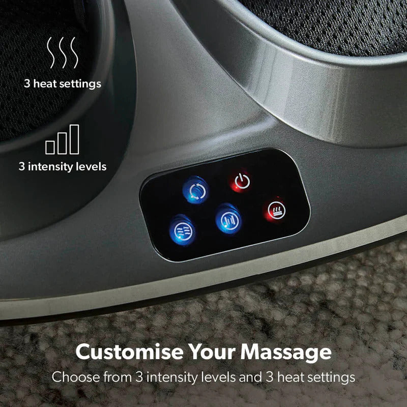 Geepas GM86098UK 4-in-1 Foot Massager, 3 Kneading Speeds, Air Compression & Heating Function, 3 Massage Modes, 15-Min Auto Timer for Foot Pain Relief