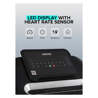 Geepas Foldable Hydraulic Treadmill - GFT90001 with 12 Modes, DC motor 3.0 HP Max, Color - Black