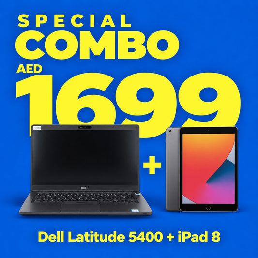Combo Offer - Dell Latitude 5400 Laptop + Apple iPad 8 | Renewed.