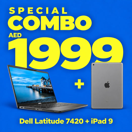 Combo Offer - Dell Latitude 7420 Laptop + Apple iPad 9 | Renewed.
