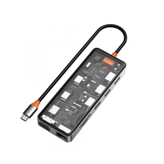 WiWU CB012 Transparent 12 in 1 Cyber Usb-C Hub - Space Grey